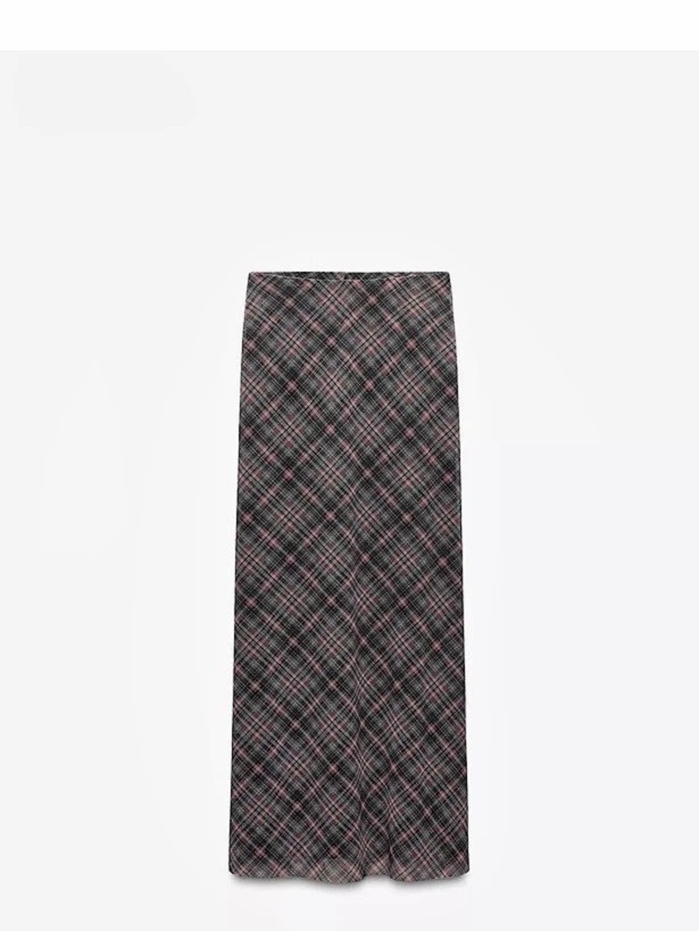 Zara Plaid Tulle Skirt Maxi in Black & Pink